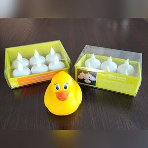 Pier1 floating colorful LED votive candles & Munchkin rubber duck, NEW!